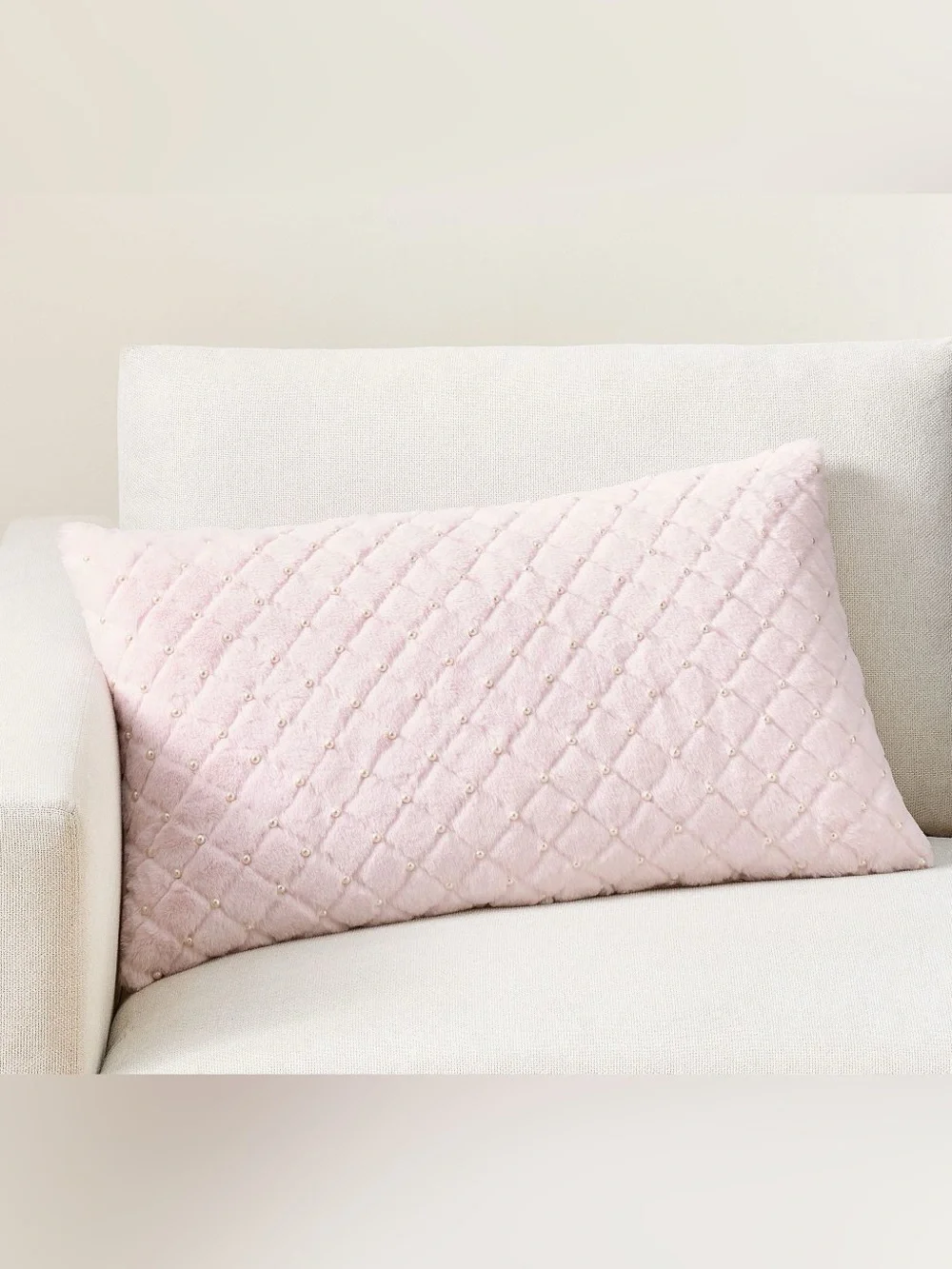 Pottery Barn LoveShackFancy Faux Fur Pearl Lumbar Pillow Cover
